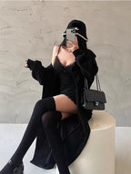Y2K Retro Lace Patchwork Spaghetti Strap Black Bodycon Dress Mini Fashion Aesthetic Bow Club Party Sexy Dresses for Women