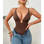 GUUDIA Sexy Low Back Bodysuits Backless Body Shaper U Plunge Thong Bodysuit Deep V Shaper Bodysuit Tummy Control Deep U Suits