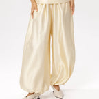 Fashion V-Neck Top Lantern Pants Set Women's Solid Short Sleeve Tops Loose Wide Leg Trousers 2026 Summer Lady Casual Outfit