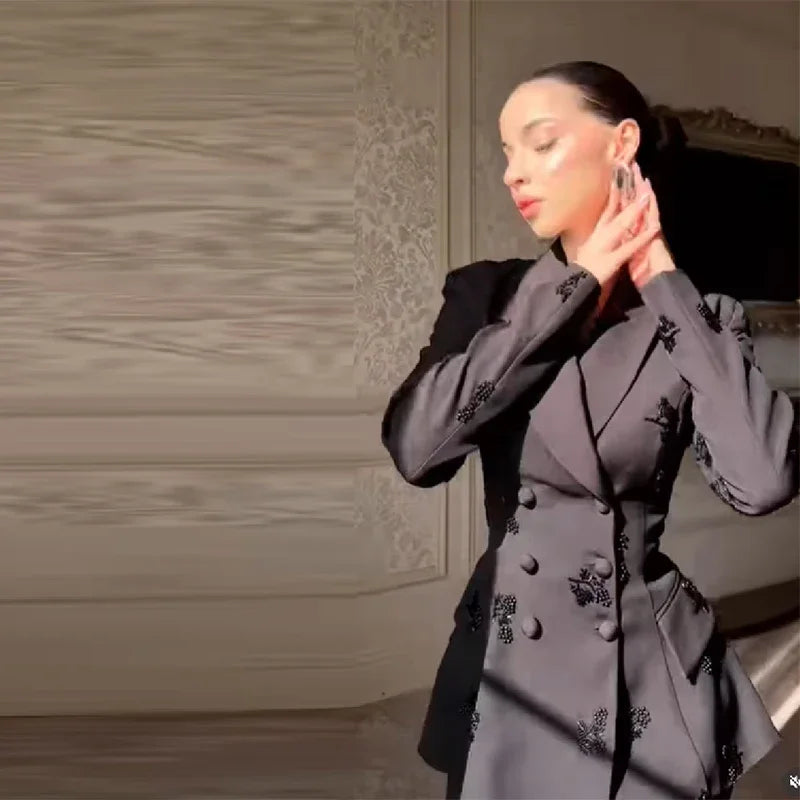 Women's New Modest Blazer Jacket Pant Casual Lapel A Line Lace Up Suit Coat Pants 2026 Trendy Commuter Wide Leg Office Outfits