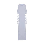 Criss Cross Cut Out Dress, Sexy Bodycon Mock Neck Sleeveless Dress, Women's Clothing