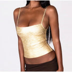 Button Embellished Corset Top Spaghetti Strap Boned Fitted 2026 Spring Elegant Women Satin Top Fashion Seductive Lady Bustier