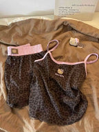 Hello Kitty Women's Leopard Print Camisole & Shorts Pajama Set Summer Cute Sweet Soft Comfy Breathable Home Loungewear