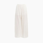 Loose wide-leg pants with elastic waist and drawstring, drapey and versatile, cool summer straight-leg casual pants
