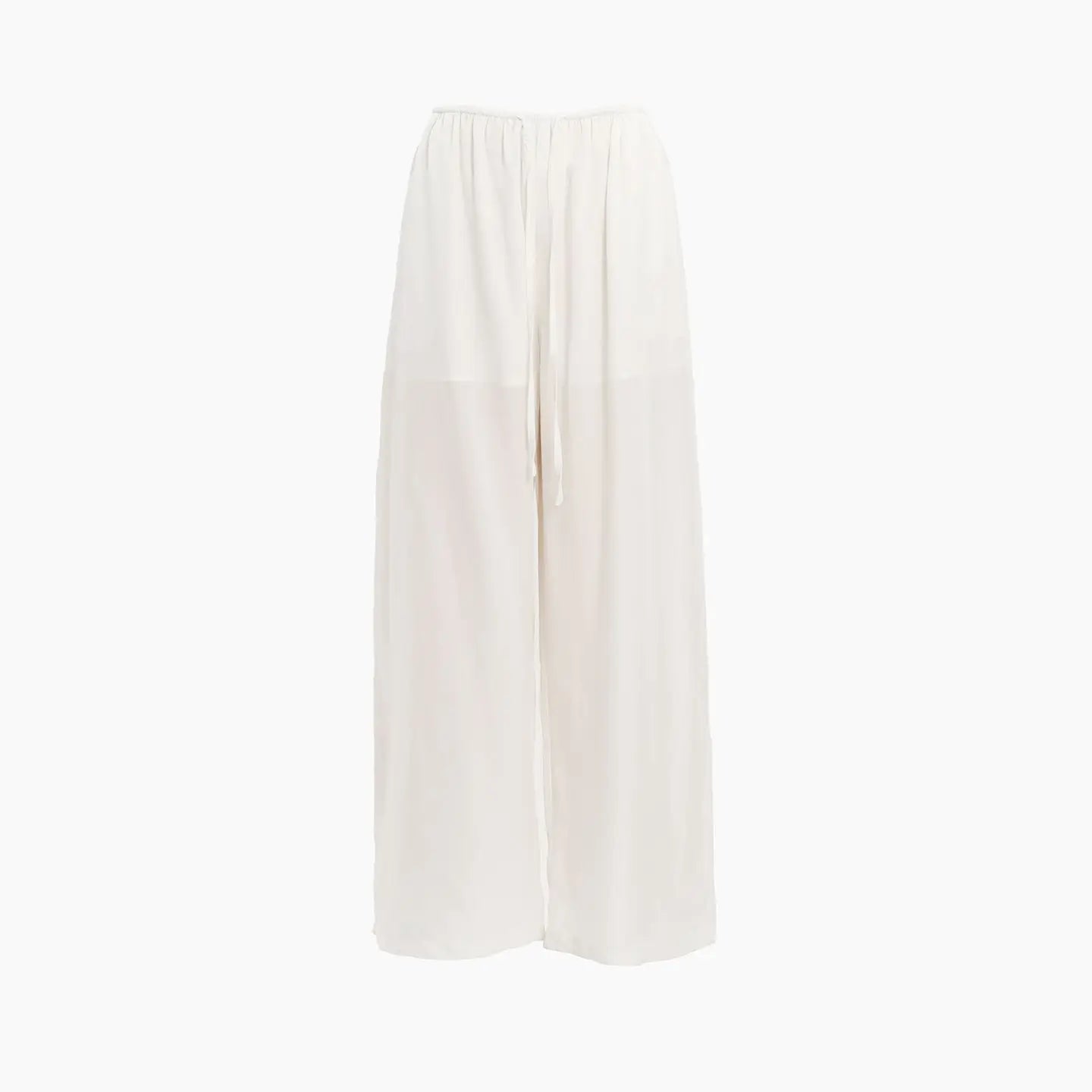 Loose wide-leg pants with elastic waist and drawstring, drapey and versatile, cool summer straight-leg casual pants