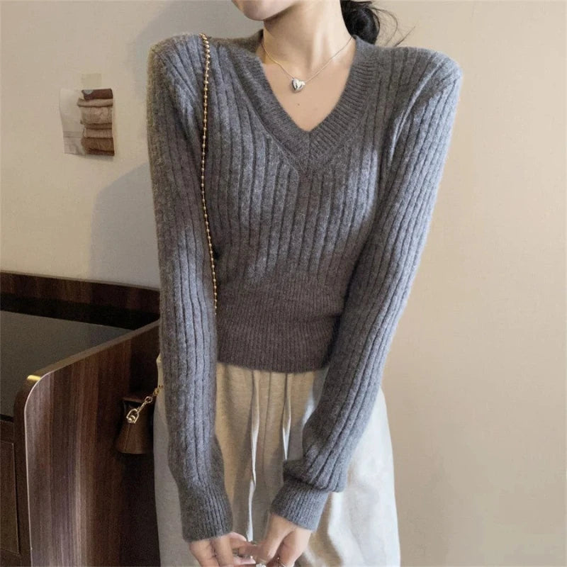 Sweet Knitting Slim Short Youth Pullovers Top Autumn Winter Long Sleeve Simplicity Korean Sweaters Fashion Trend Women Clothing
