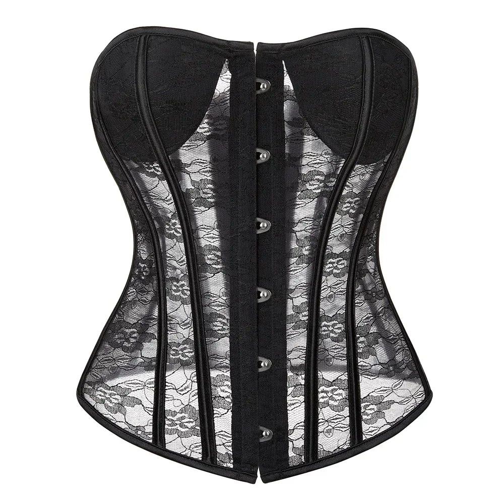 Women's Corset Top Breathable Mesh Corsets Bridal Corsage See Through Bustier Valentine's Day Bustiers Graduation Party Costumes