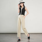 Summer Lightweight Women'S Cropped Pants High-Waisted Cool-Touch Slimming Stylish Casual Comfortable And Breathable Trousers