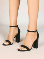 Women's Chunky Block Heels Open Toe Ankle Strap High Heel Pump Sandals