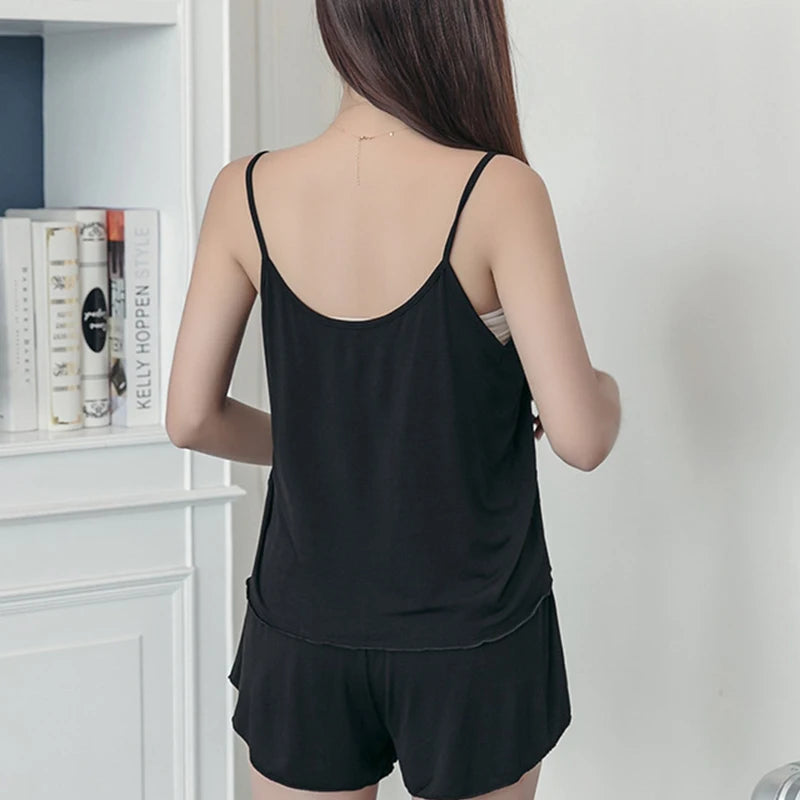 Women Pajamas Sleepwear Pajama Set Nightgowns Camisole Shorts Nightclothes Pink Gray XL XXL Summer Smooth Soft Casual