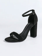 Women's Chunky Block Heels Open Toe Ankle Strap High Heel Pump Sandals