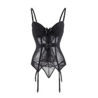 Women Sexy Lingerie Corsets Erotic Korse Transparent Lace Mesh Corset Top Underwear Slim Waist Bustier Push Up Corselet