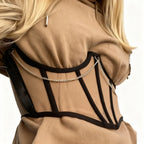 Sexy Corset Underbust Punk Metal Chain Black Women Top Curve Shaper Strap Slimming High Waist Belt Lace Bustiers Mall Goth Corse