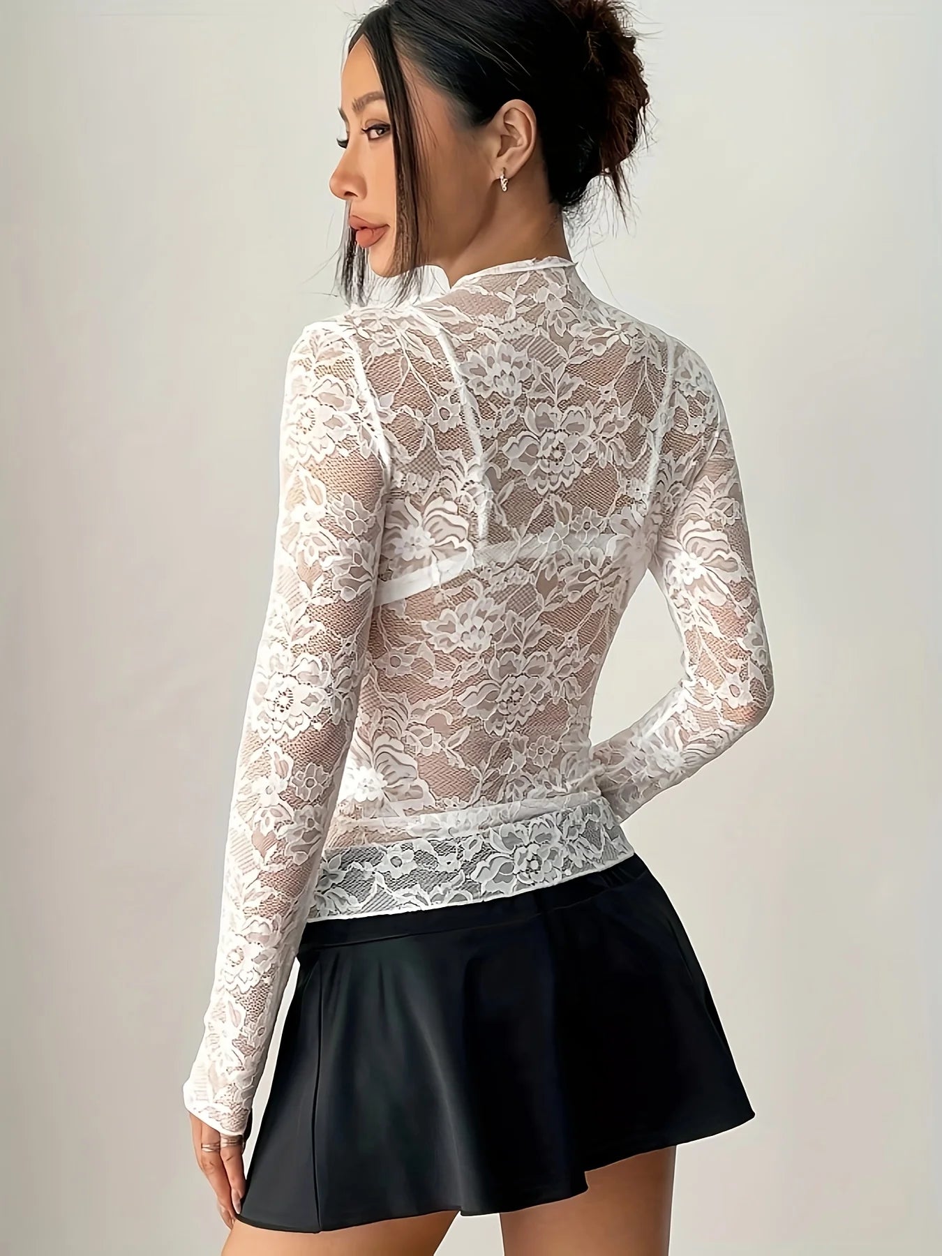 Women's Sexy Lace See-Through Top
