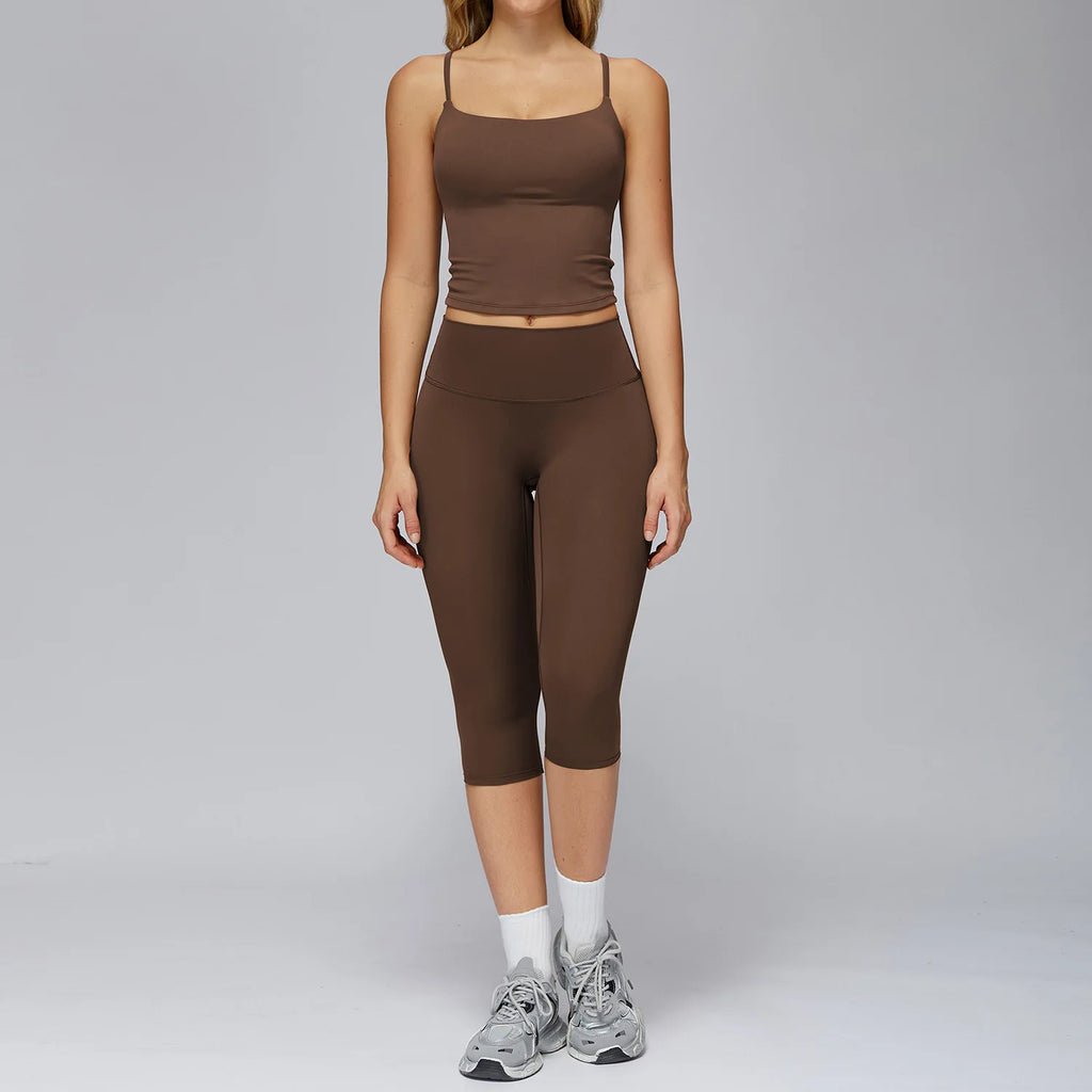 Yoga Set 2 Pieces Sports Outfits Female Clothing Fitness Vest Sportswear Women Tracksuit High Waist Leggings Sport Bra Yoga Suit