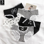 3 Pcs Cute Lolita Lace Trimming Girl Plaid Striped Underwear Summer Sexy Cotton Briefs Langerie Loli Panties