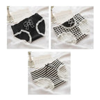 3 Pcs Cute Lolita Lace Trimming Girl Plaid Striped Underwear Summer Sexy Cotton Briefs Langerie Loli Panties