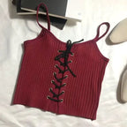 Women's Tops Backless Crop Top Sleeveless Kawaii Cute White Knitted Camis Tank Top Summer Cropped Vest Female Clothing