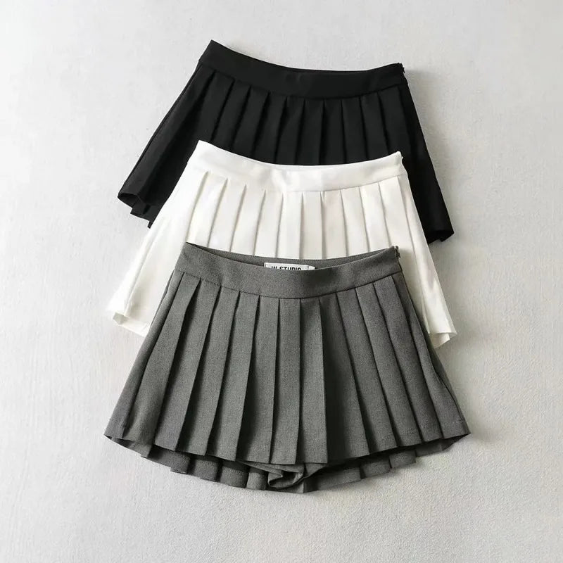 Sexy Women's Pleated Skirts High Waist Summer Vintage Fashion Mini Skirts Korean Tennis Student White Designed Dance Skirt 2024