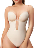 Sexy Backless Deep V Plunge Shapewear Bodysuit Invisible Strapless Bralette Sculpting Gathered Invisible Strap Underwear