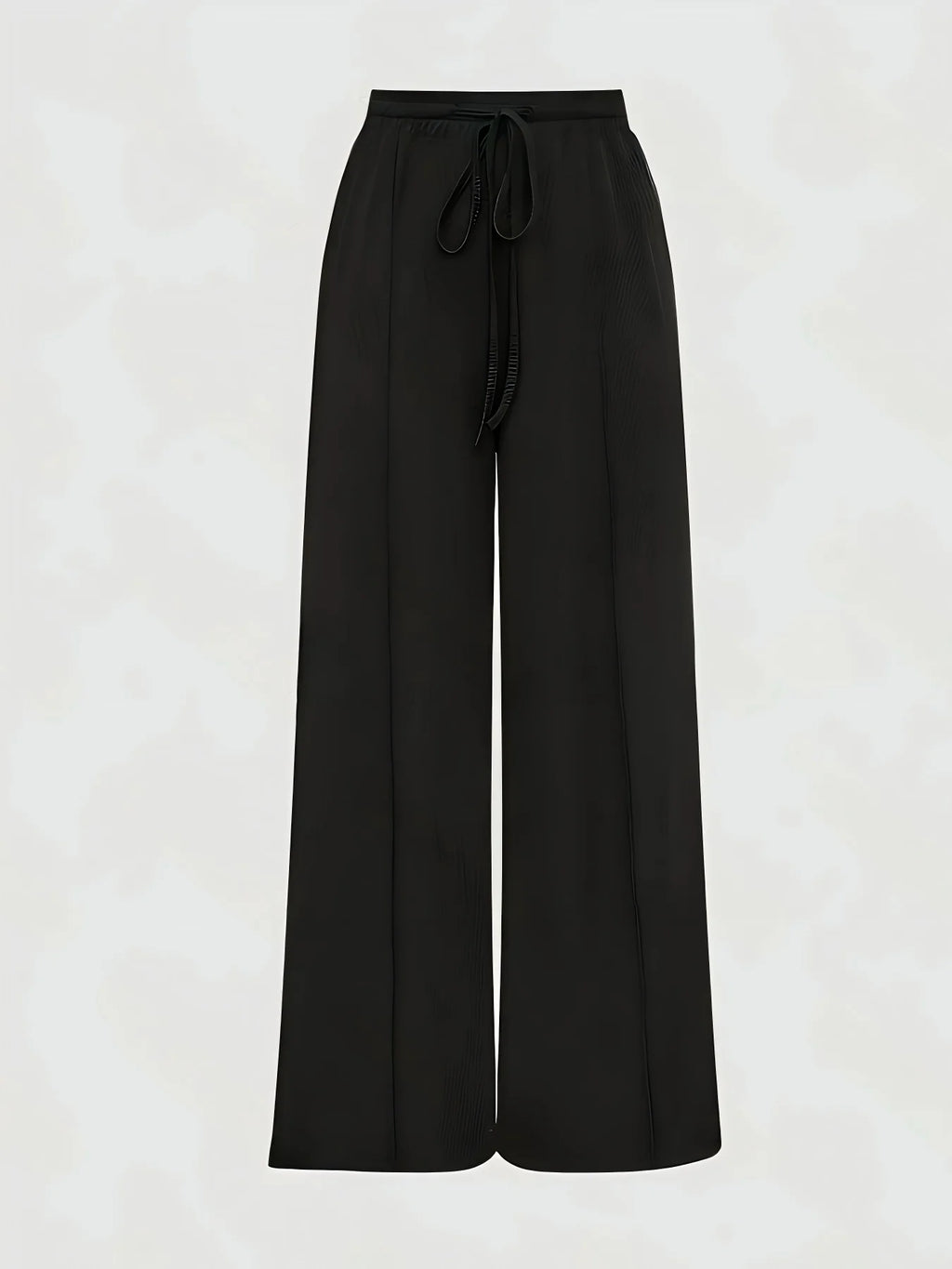 Plus Size Women's Black Ribbed Long Sleeve Bodysuit + Wide Leg Pants 2-Piece Set (0XL-4XL)