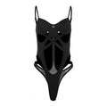 Y2K Black Bodysuit Women Hollow Out Sexy Sleeveless Tops Spaghetti Strap Streetwear Bodycon Jumpsuit Festival Aesthetic Clothes