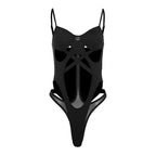 Y2K Black Bodysuit Women Hollow Out Sexy Sleeveless Tops Spaghetti Strap Streetwear Bodycon Jumpsuit Festival Aesthetic Clothes