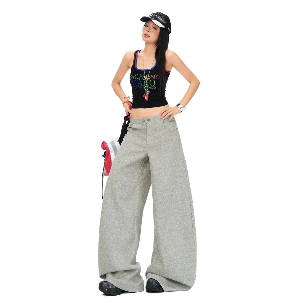 2026 Spring Loose Feeling Lazy Pleated Wide-Leg Pants Relaxed Drape Casual Pants