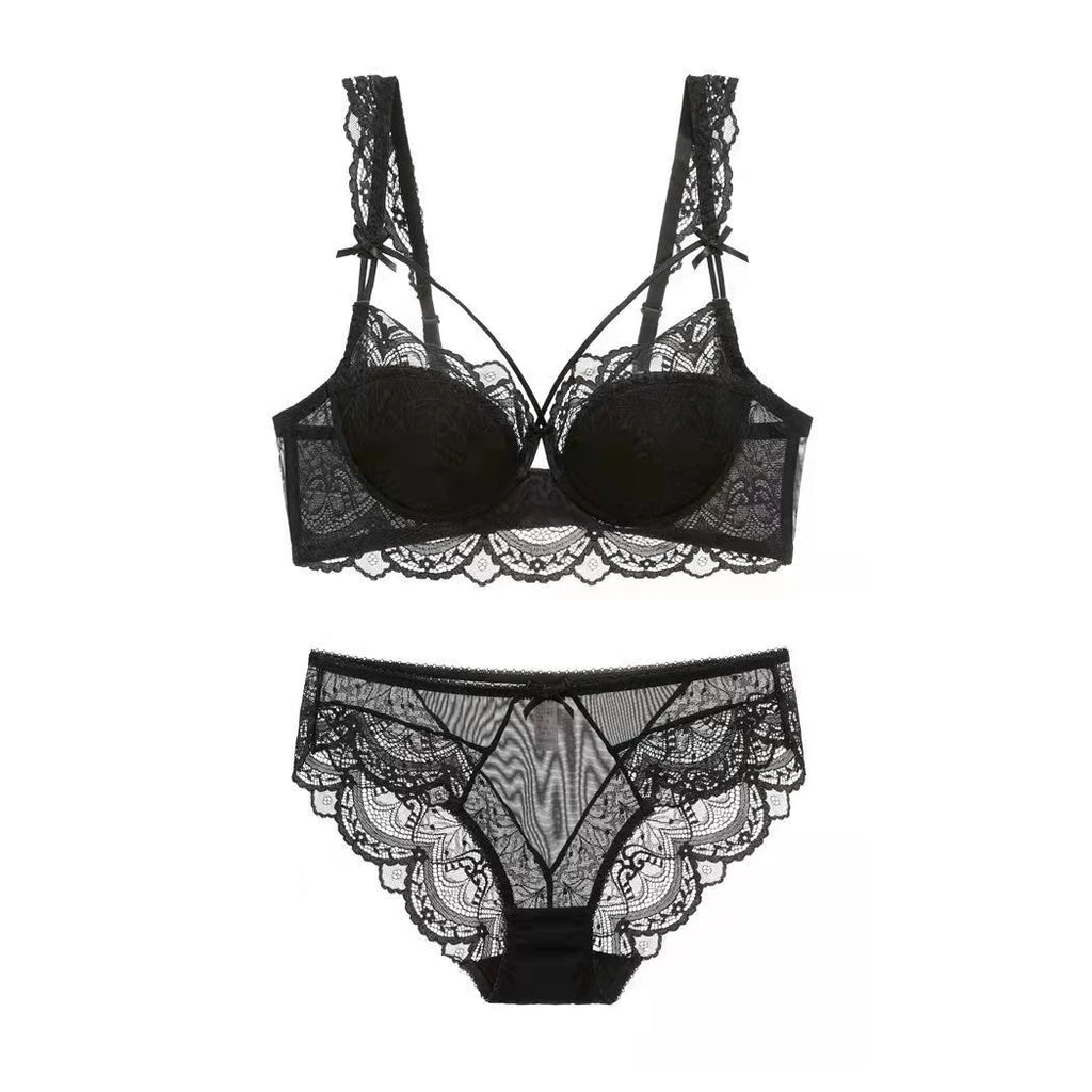 Ladies Underwear Thin Cotton Sexy Push Up Large Size Lace Bra Set