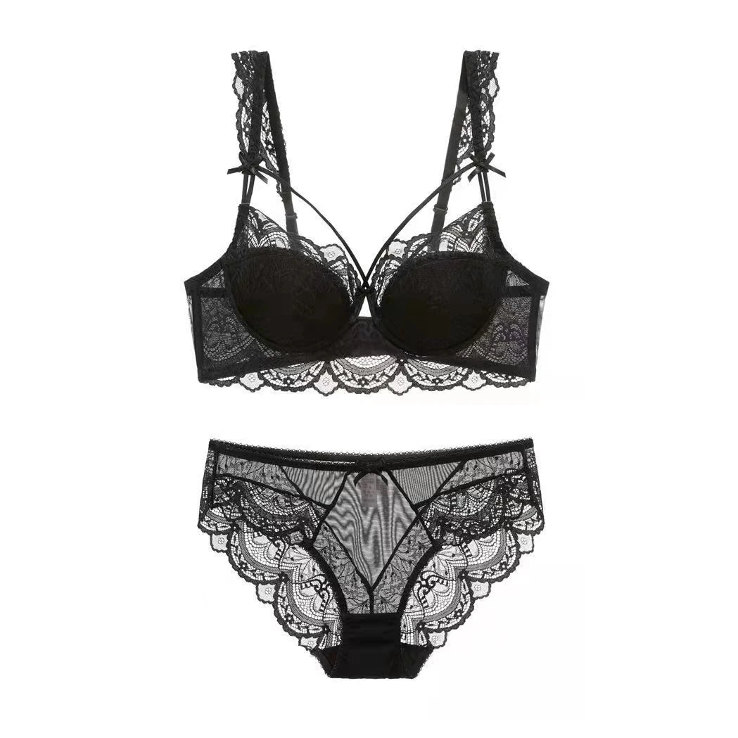 Ladies Underwear Thin Cotton Sexy Push Up Large Size Lace Bra Set