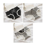 3 Pcs Cute Lolita Lace Trimming Girl Plaid Striped Underwear Summer Sexy Cotton Briefs Langerie Loli Panties