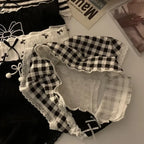 3 Pcs Cute Lolita Lace Trimming Girl Plaid Striped Underwear Summer Sexy Cotton Briefs Langerie Loli Panties