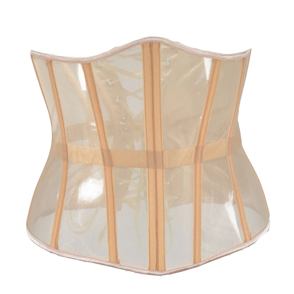 Women Transparent Mesh Corset Underbust Fish Bone Waist Trainer Bustier Slimming Cincher Girdle Belt Gothic Korset Black Red