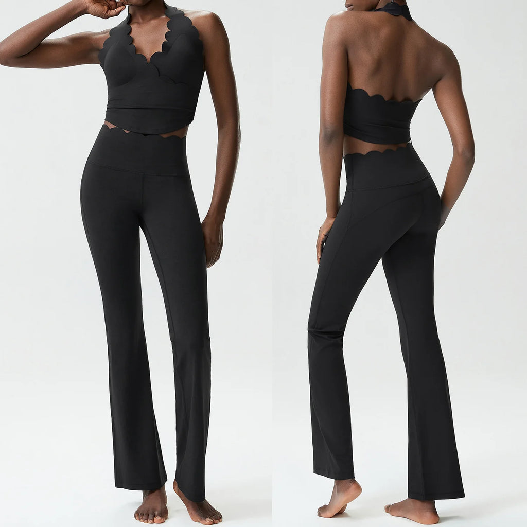 Women Two Pieces Fitness Yoga Set Solid Color Stretchy Soft Gym Suit Breathable Quick Dry Workout Clothes Female Sportswear