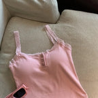2026 Solid Color Knit Tank Top Vest Women Female Slim Undershirt Sexy Lace Camisole With Chest Pad Crop Tops Sleeveless T Shirt