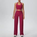 2PCS Woman Backless Hanging Neck Bra and Pants Yoga Set Summer Breathable Gym Sports Running Workout Top Hot Sales Yoga Set