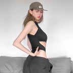 SylCue Irregular Hollow Design Bodysuit Woman 2026 Spring New Style o-Neck Sleeveless Skinny Stretch Street Sexy Fashion Bodycon