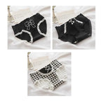 3 Pcs Cute Lolita Lace Trimming Girl Plaid Striped Underwear Summer Sexy Cotton Briefs Langerie Loli Panties