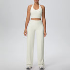2PCS Woman Backless Hanging Neck Bra and Pants Yoga Set Summer Breathable Gym Sports Running Workout Top Hot Sales Yoga Set