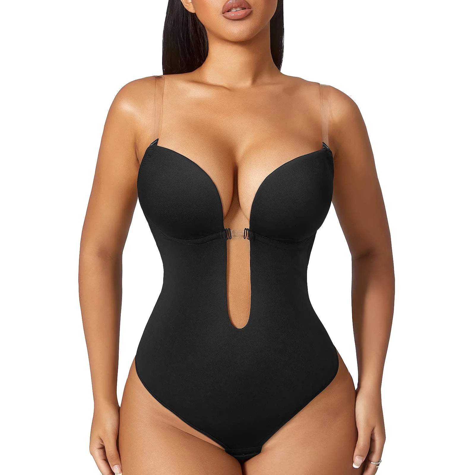Sexy Backless Deep V Plunge Shapewear Bodysuit Invisible Strapless Bralette Sculpting Gathered Invisible Strap Underwear