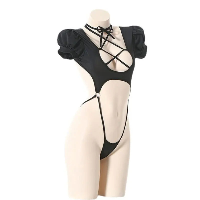 Backless Sexy Straps Bandage Bodysuits Women Sexy Lingerie Underwear Set One-piece Exotic Teddies Uniform Costume