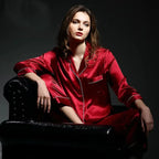 6A Factory Brand 100% Mulberry Silk Pajamas Women Set Summer Autumn Spring Winter Long-sleeved Two-piece Set Silk Sleepwear Gray