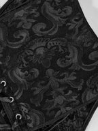 ssTss Western Style Satin Ribbon Corset Tummy Control Waist Slimming Bustier Body Shaper Satin Underbust Corset Black Street Bra