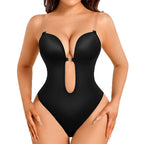 Sexy Backless Deep V Plunge Shapewear Bodysuit Invisible Strapless Bralette Sculpting Gathered Invisible Strap Underwear