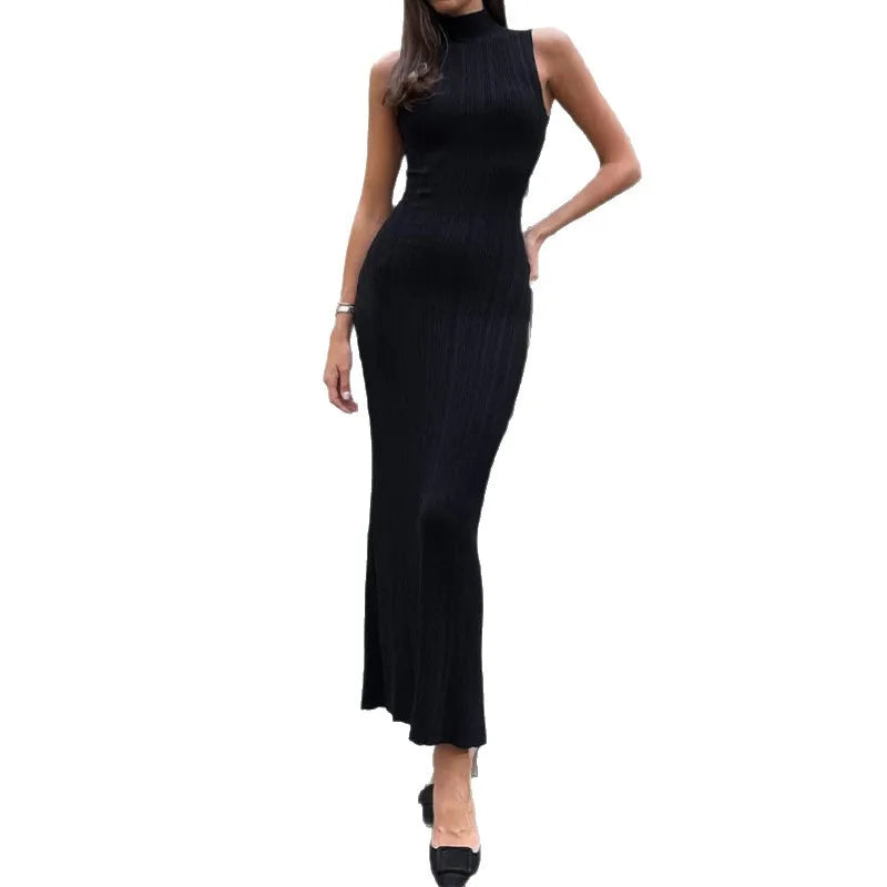 Solid Color Casual Slim Long Dresses For Women 2026 Fashion Summer Women's A-Line Midi Dress Elegant Vintage Female Dresses