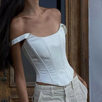 Sexy Crop Tops Women Sleeveless Slim Shapewear Corset Bustiers Bodysuit Tank Top Lace Up Skinny Vest Summer Trendy