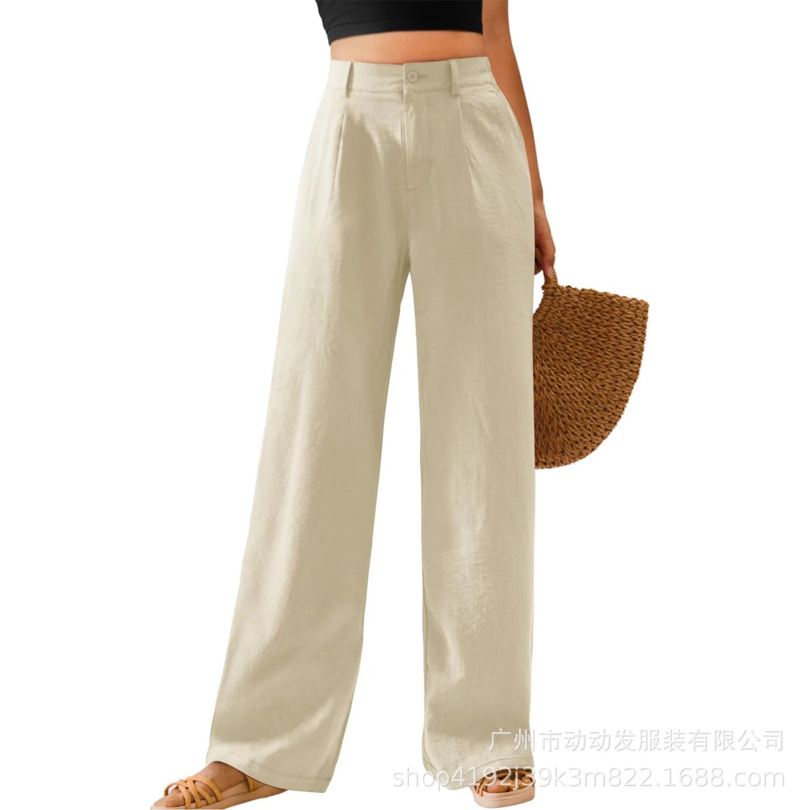 2026 New Women's Pants Casual Loose Solid Color Buttoned Fashionable Vintage And Elegant Commuting Daily Home Bench Style Pants