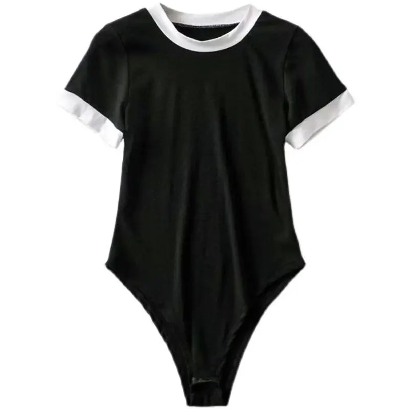 Fashion Harajuku Black Bodysuit Women Sexy Y2K Vintage Tops Summer Clothes Korean Short Sleeve High Waist Jumpsuits for Womens