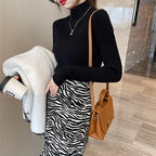 New Women's Elegant Solid Basic Knitted Tops Women Turtlneck Sweater Long Sleeve Casual Slim Pullover Fashion Simple Chic Tops