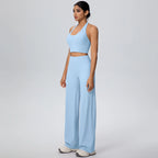 2PCS Woman Backless Hanging Neck Bra and Pants Yoga Set Summer Breathable Gym Sports Running Workout Top Hot Sales Yoga Set